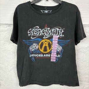NWOT Aerosmith deuces are wild Graphic worn in Tee in faded Black size small